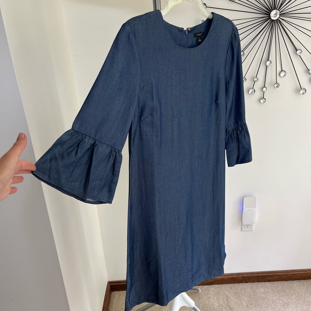 ANN TAYLOR FACTORY ⚜️ Chambray LS Dress, Size 4